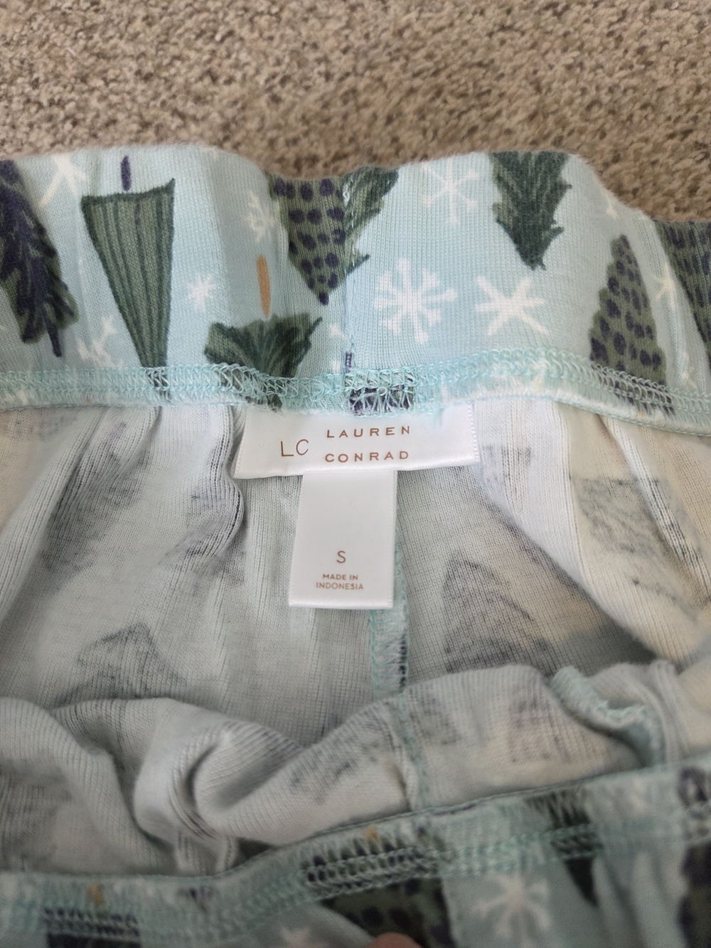 LC Lauren Conrad Girls' Light Blue Snowflake & Tree Pajama Bottoms